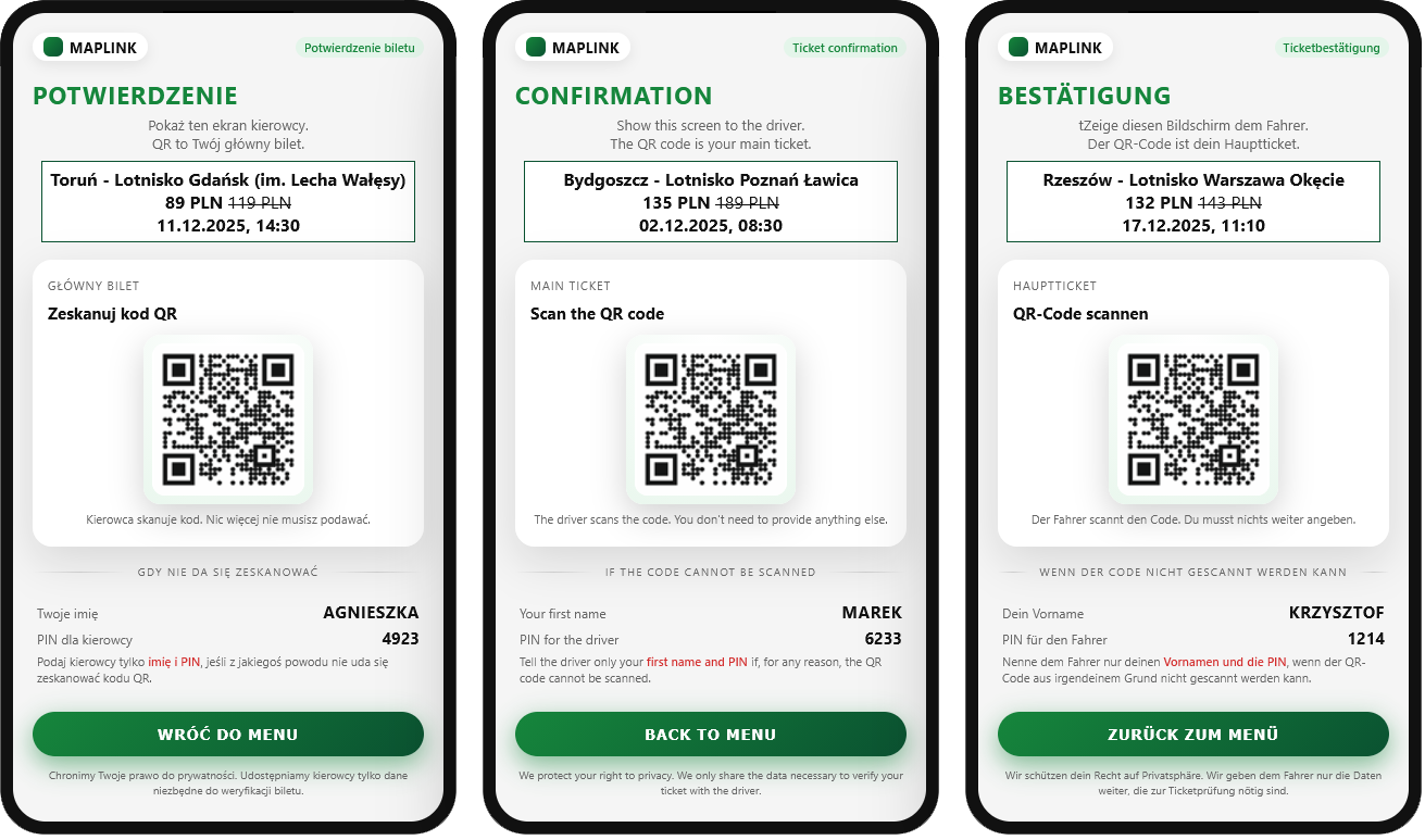 MapLink - rezerwacja przejazdów busami Polska Holandia i nie tylko